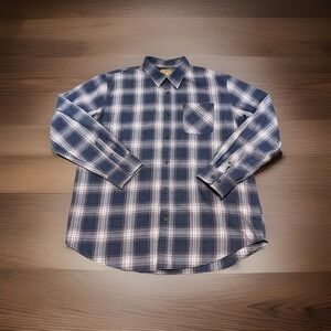 Telluride Clothing Co. Shirt Men's Size XL  Blue Flannel Plaid Cotton Button Up